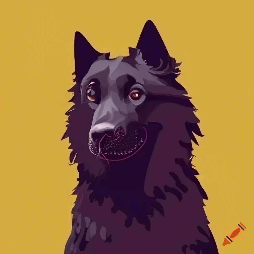 Dibujo de un perro negro muy peludo on Craiyon