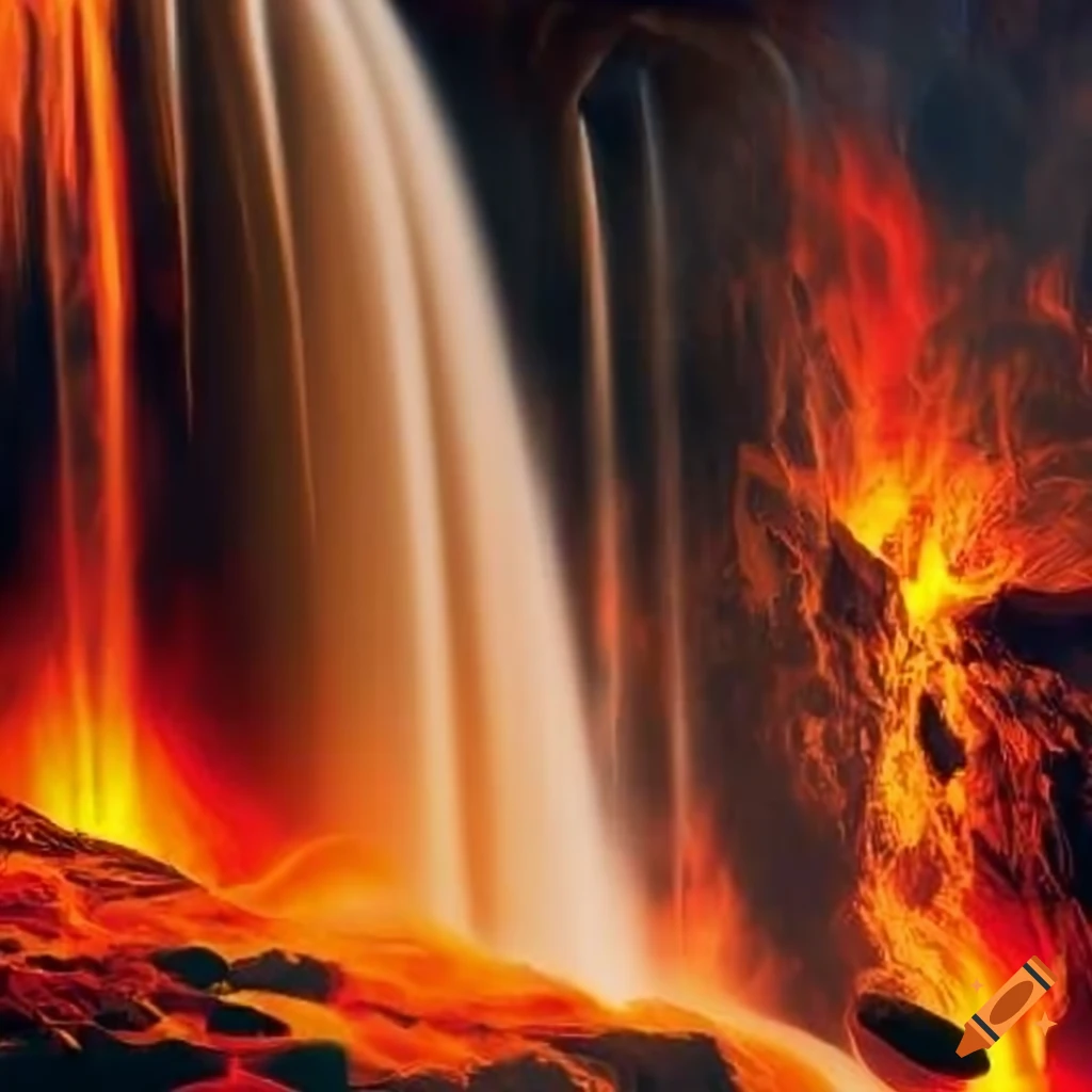 image of a fiery waterfall