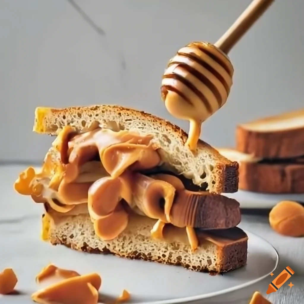 Delicious peanut butter and honey sandwich