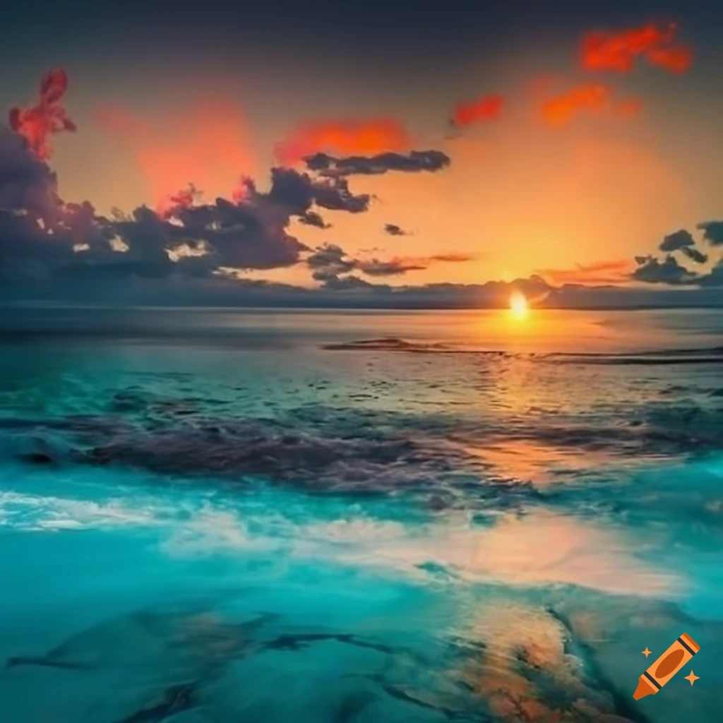 surrealistic beach landscape with vibrant colors