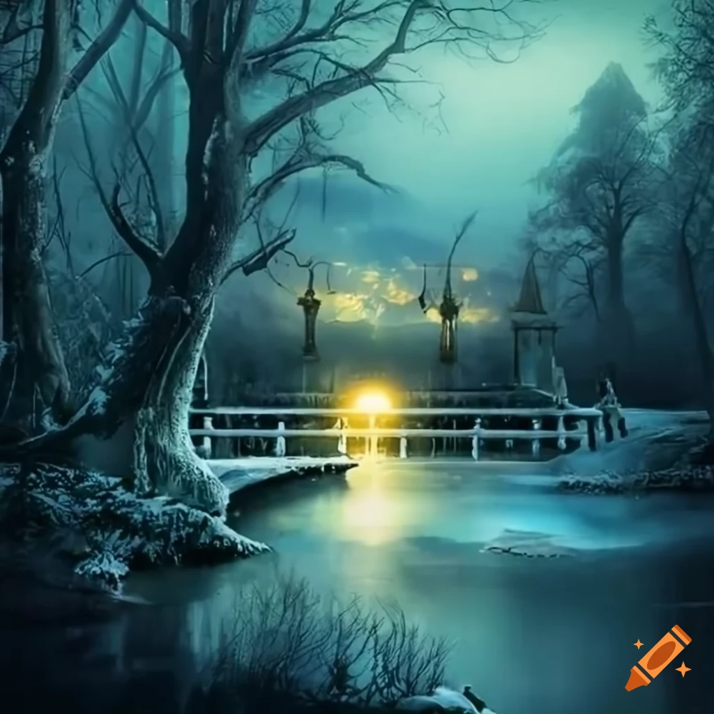 surrealist park with strange creatures and fantastical elements