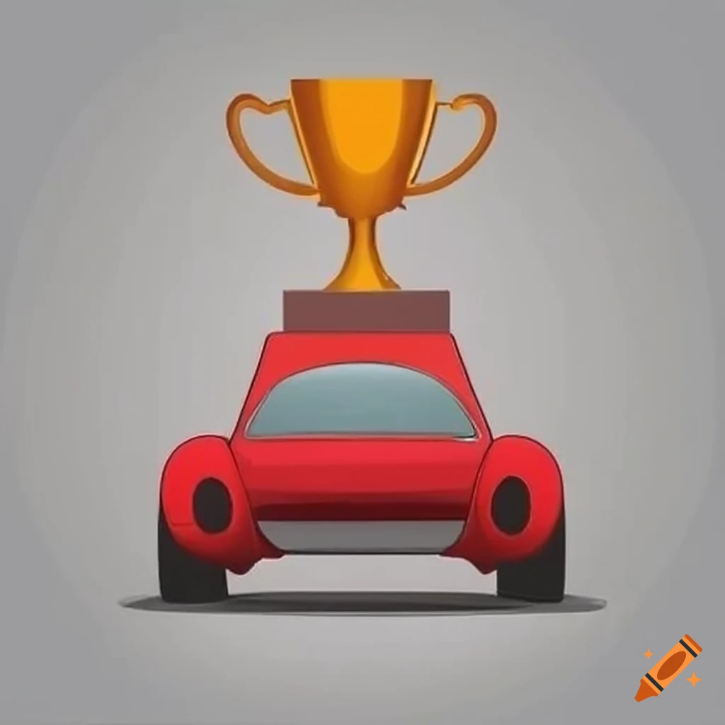 red race car holding up a trophy