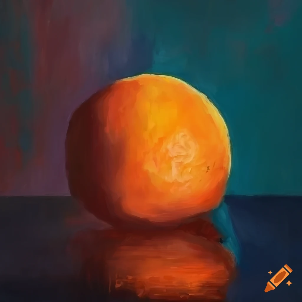 Painting Of An Orange Inspired By everyone At The End Of Time On Craiyon