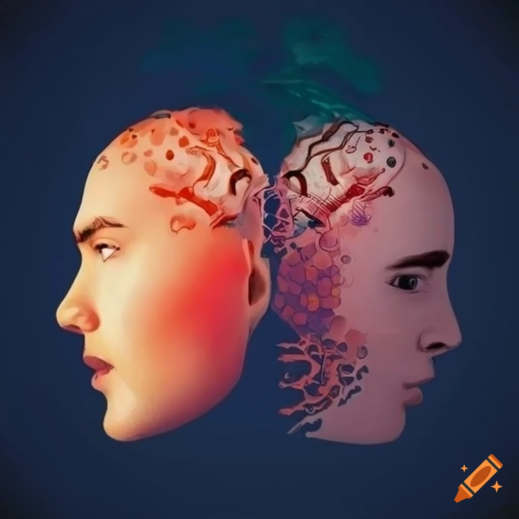 Illustration depicting the duality of a man