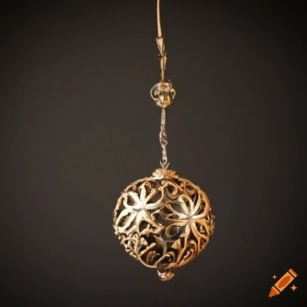 metal filigree botanical orb sculpture