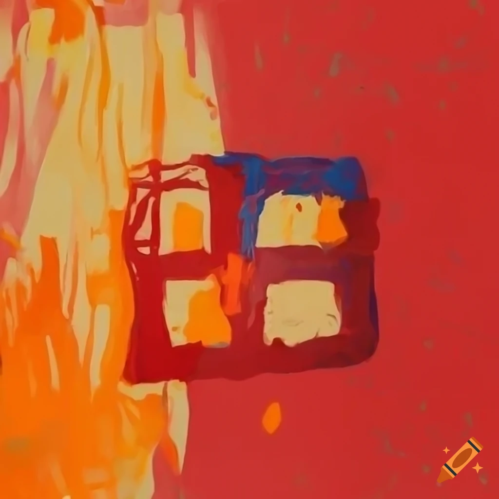 messy digital painting of red and orange Microsoft logo