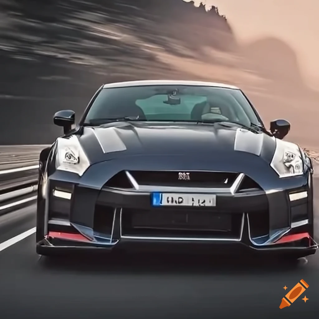 Nissan gtr speeding on the highway on Craiyon