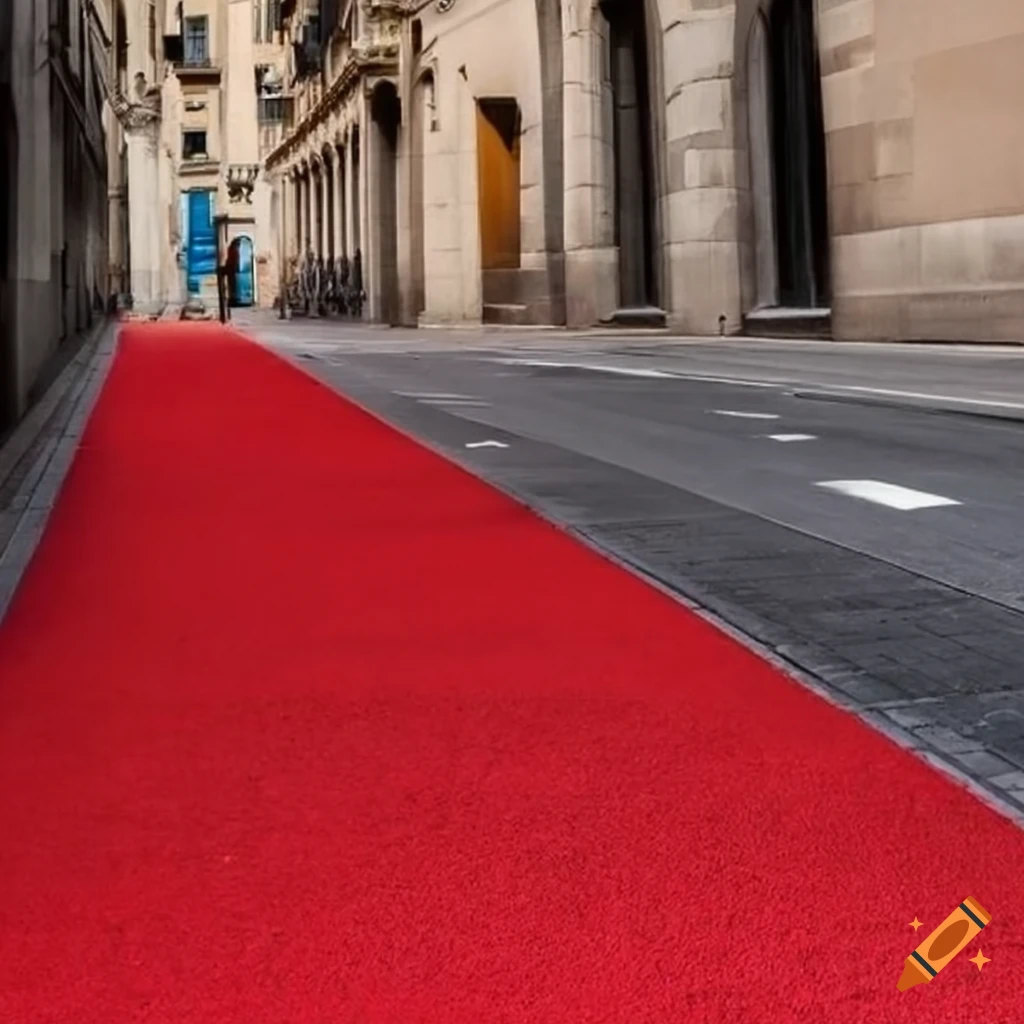 Red carpet in the streets of barcelona