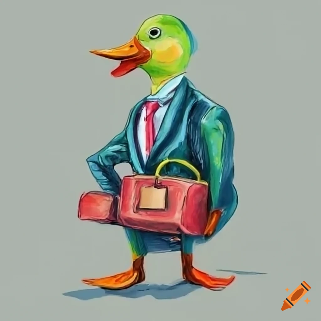 Duck in a suit with a briefcase on Craiyon