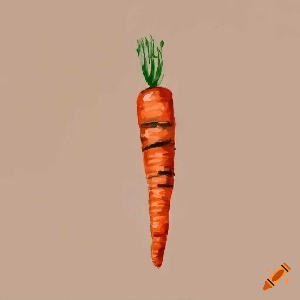 watercolor painting of a carrot on a neutral background