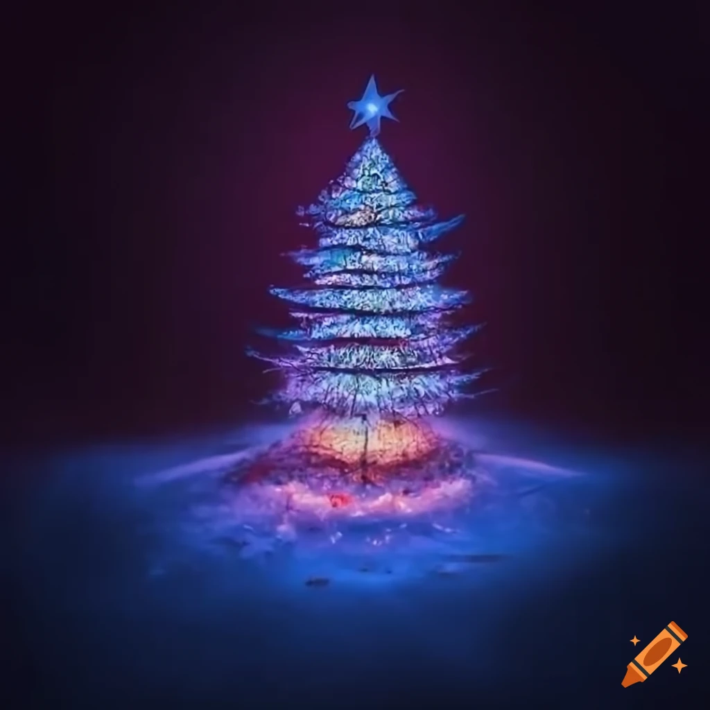 Christmas tree with vibrant colored lights as iphone wallpaper on Craiyon