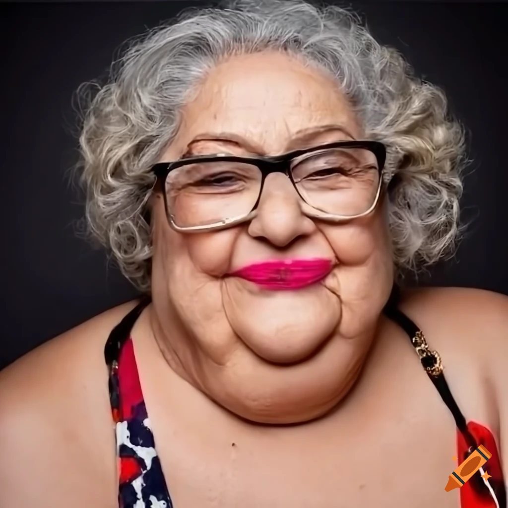 plus size old greek aunt, wearing lipstick, makeup, earrings. necklace on  Craiyon