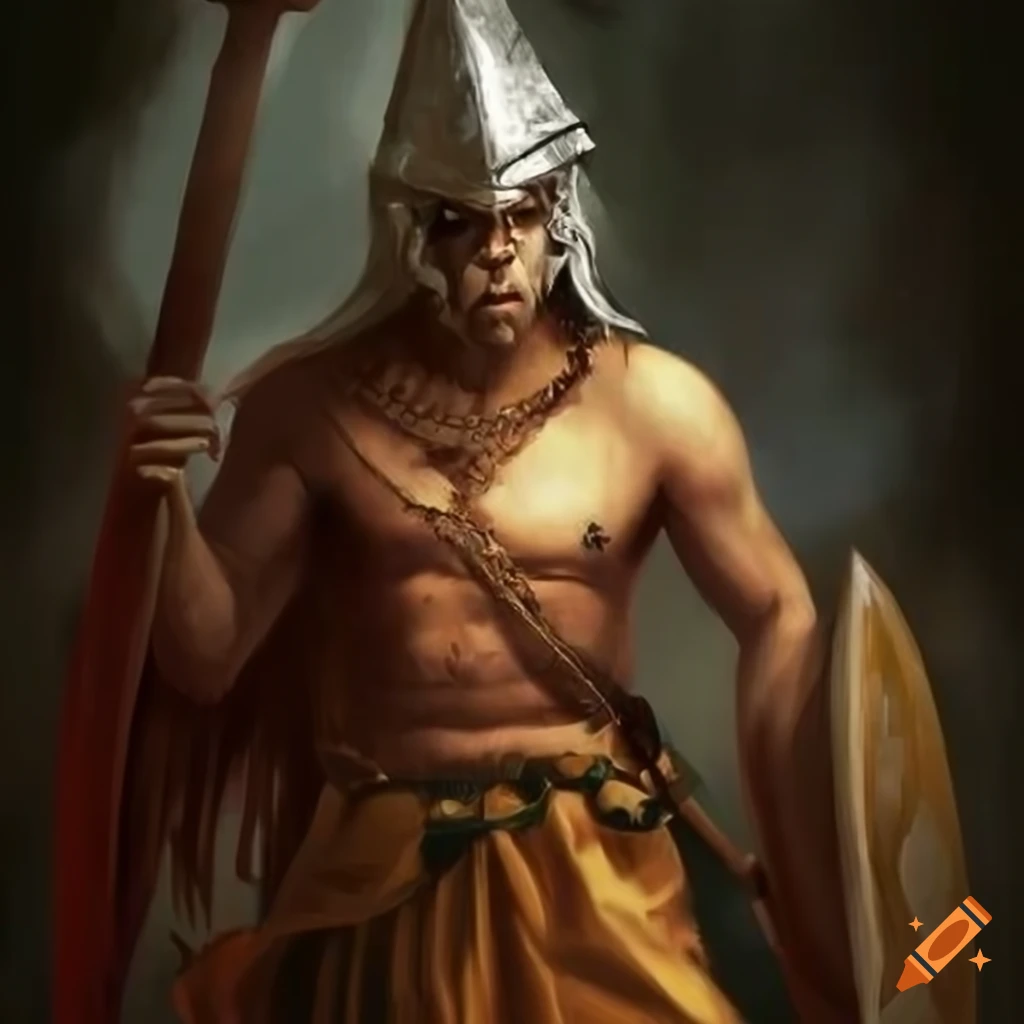 Illustration of a fierce warrior on Craiyon