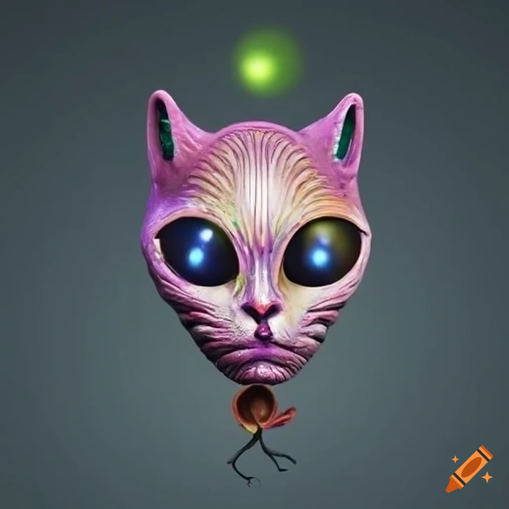 Colorful alien cat with ant shaped head on craiyon