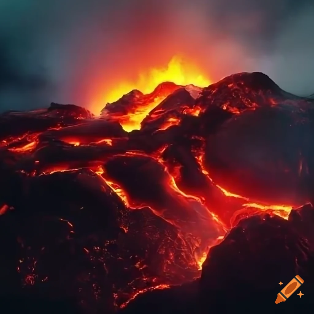 flowing lava from a volcano