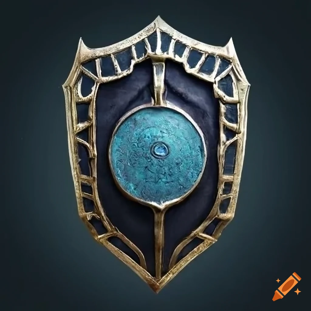Artwork of a magical shield made of black dragon scales on Craiyon