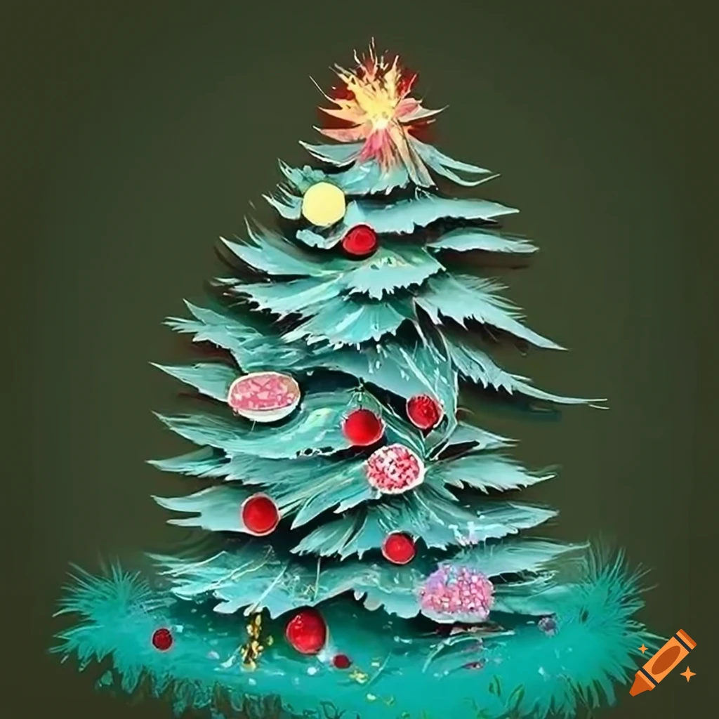 Intricate illustration of a christmas tree made of feathers on Craiyon