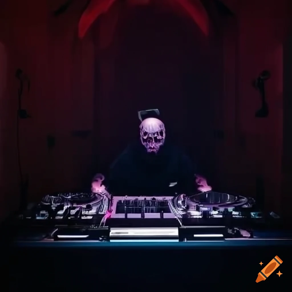 dj setup in a dark bunker