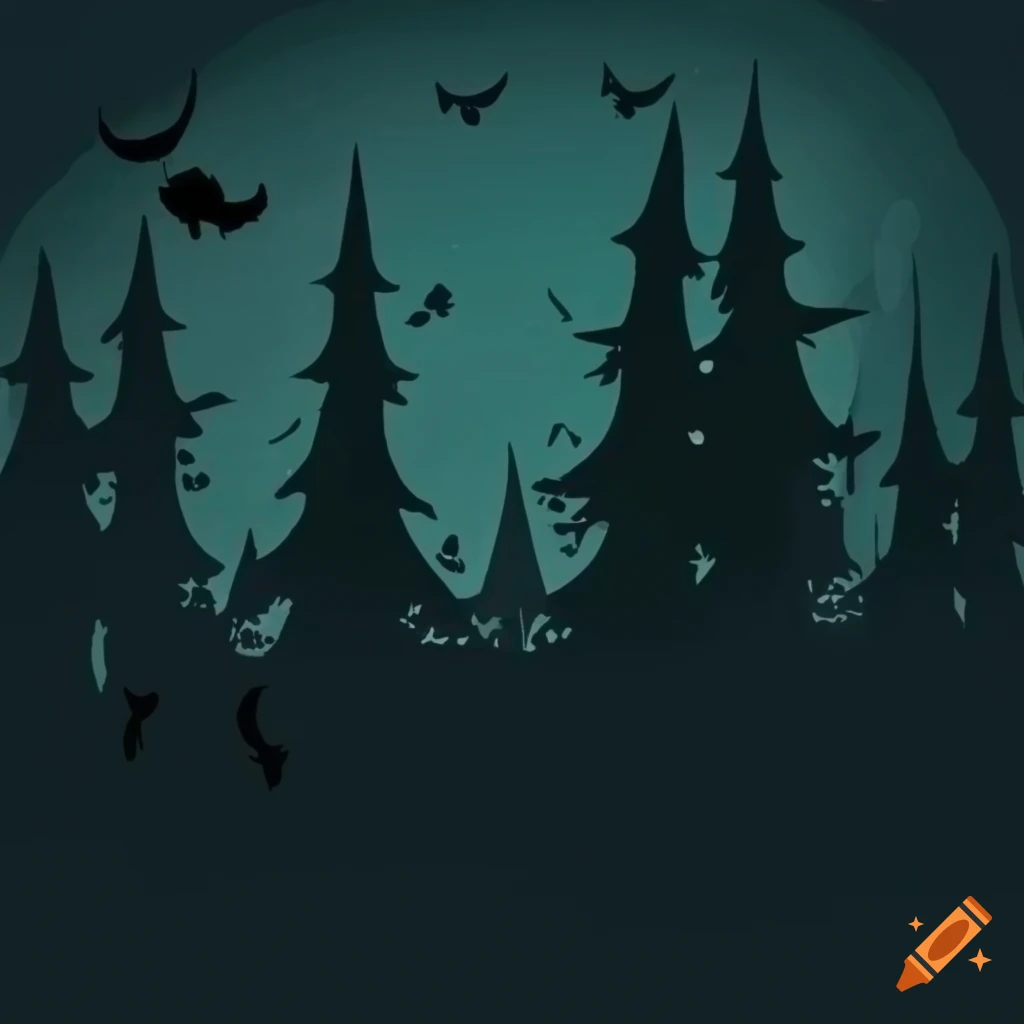 Spooky halloween forest flat drawing