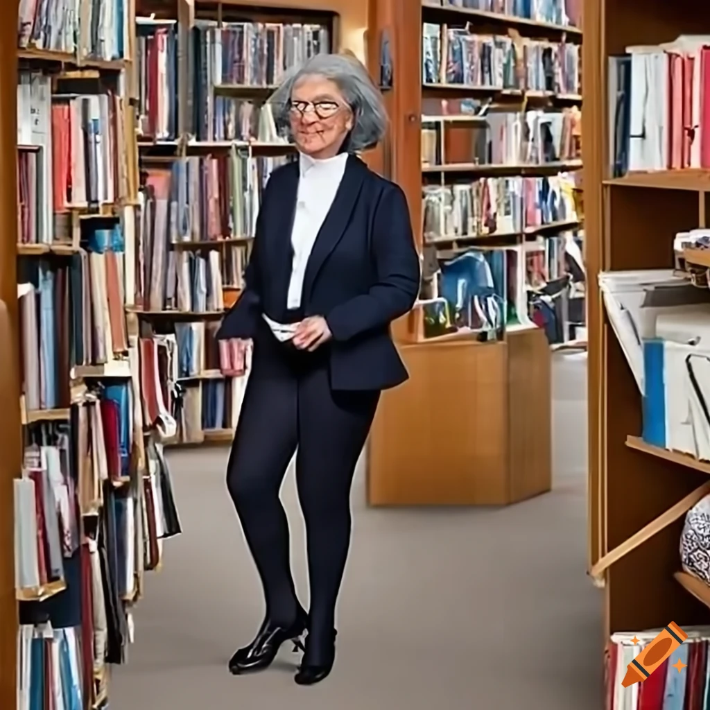 elegant elderly woman in a bookstore