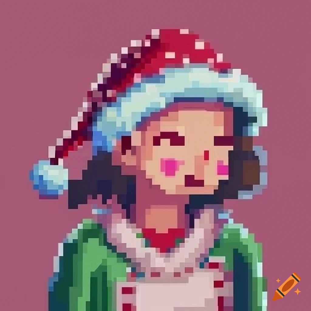 Christmas-themed pixel art profile picture