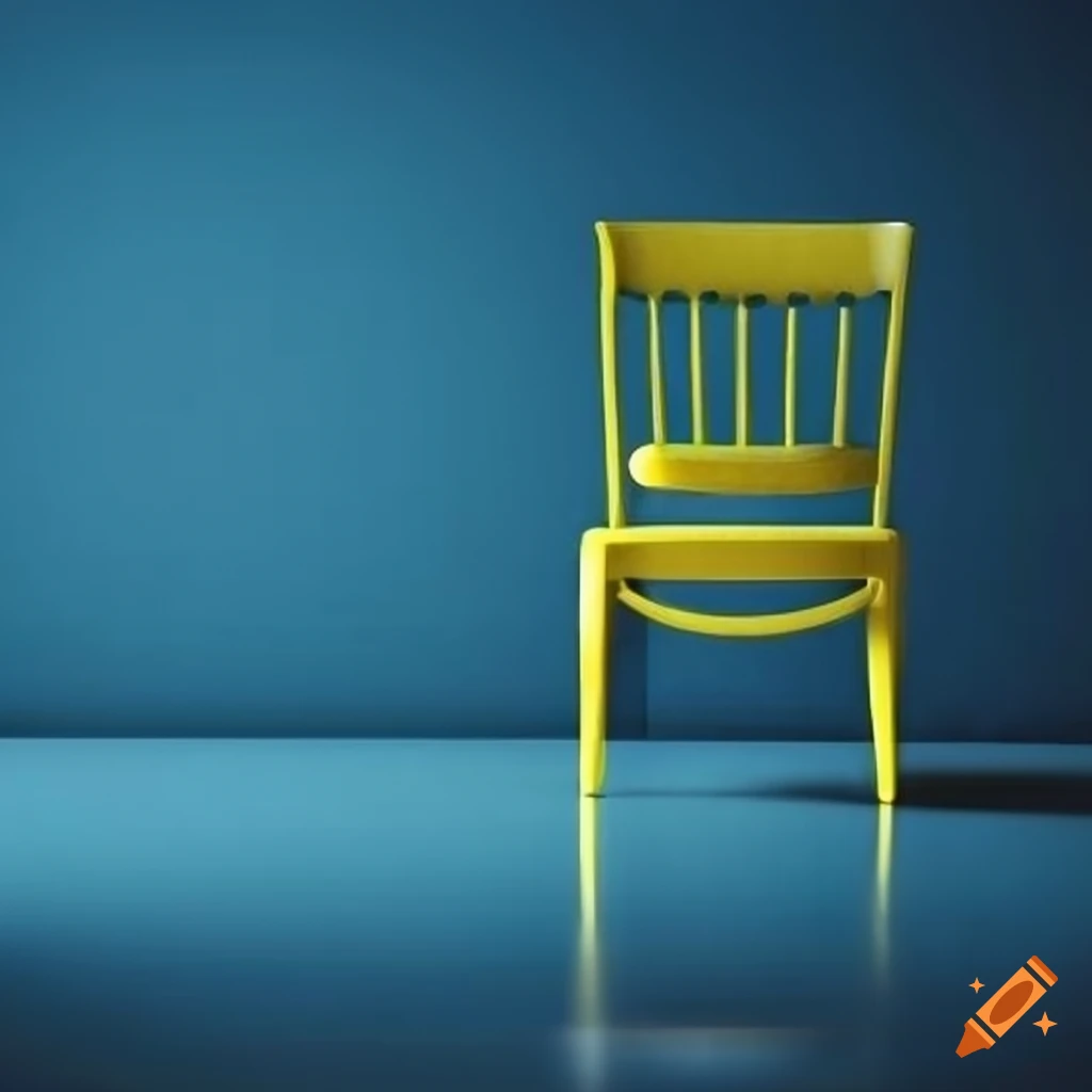 blue room with yellow chair