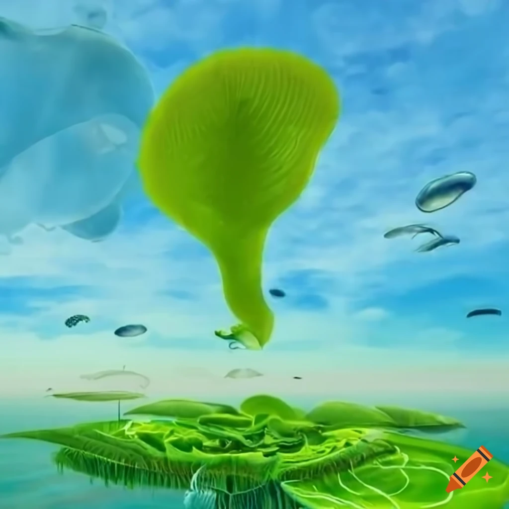 Spectacular Landscape With Giant Alien Plants And Fish On Craiyon