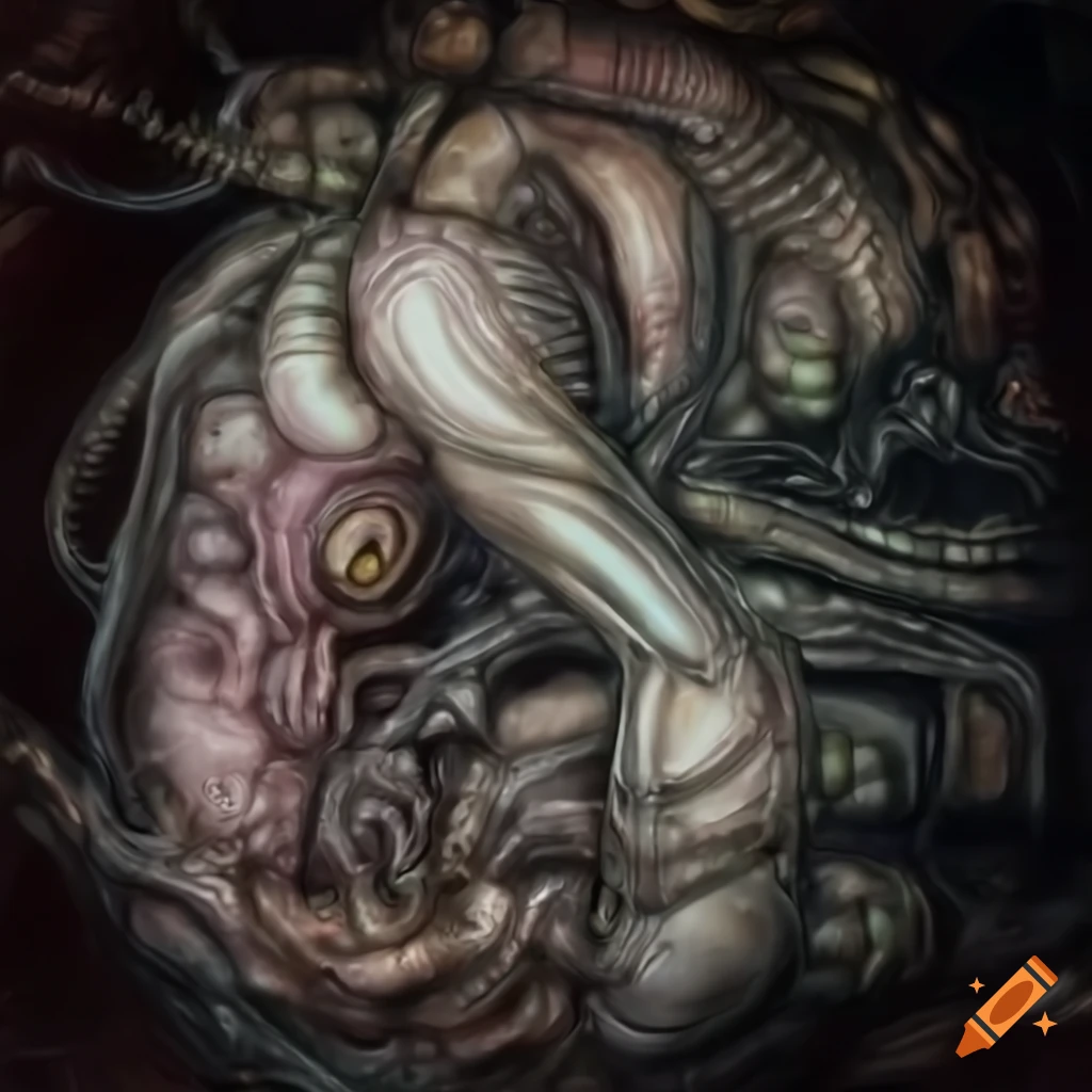 2D game art of Giger-inspired alien tiles