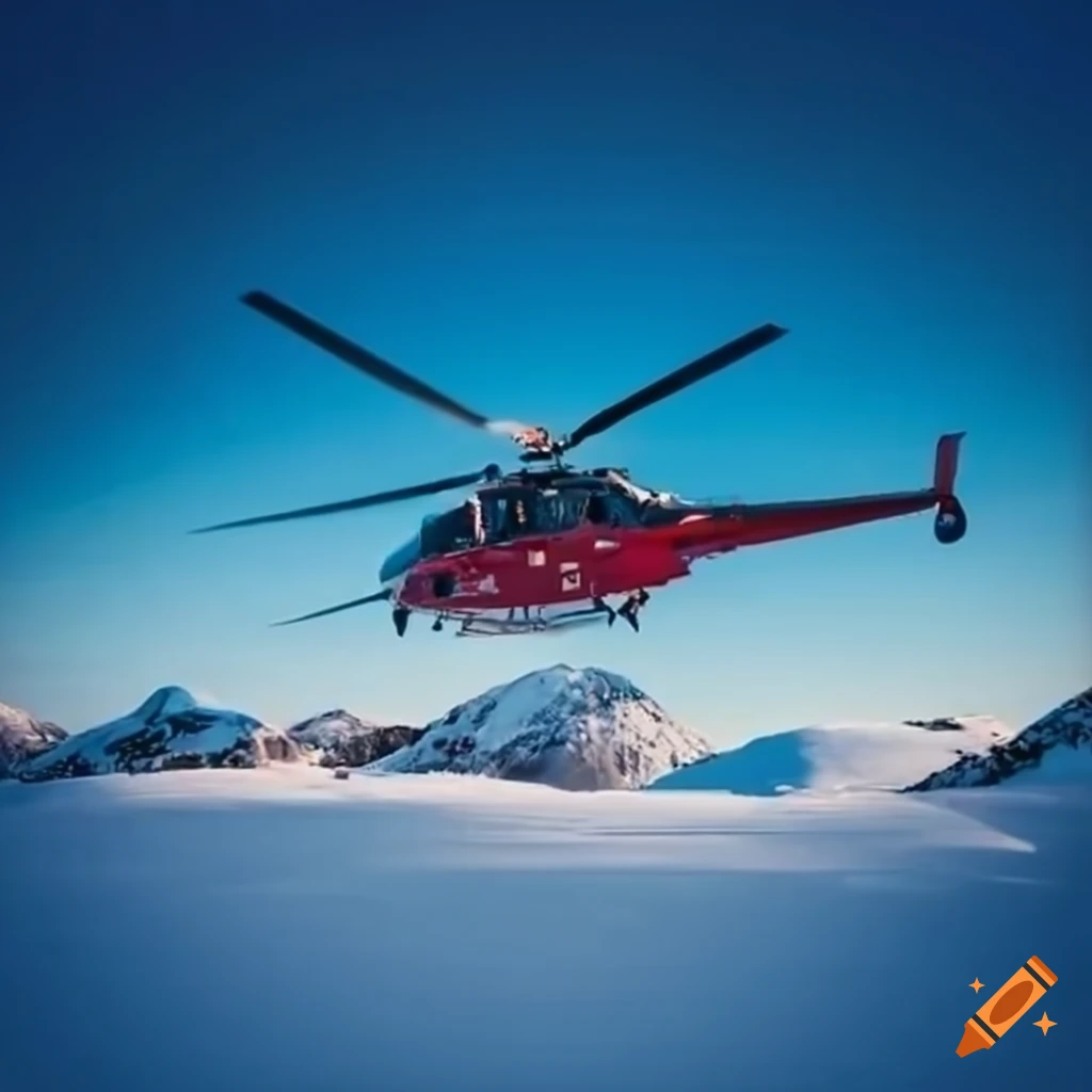helicopter in snowy landscape