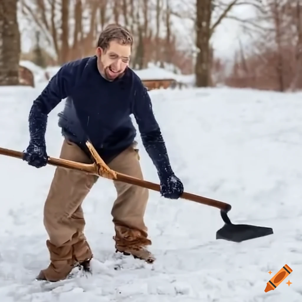 man using a tiny shovel to shovel
