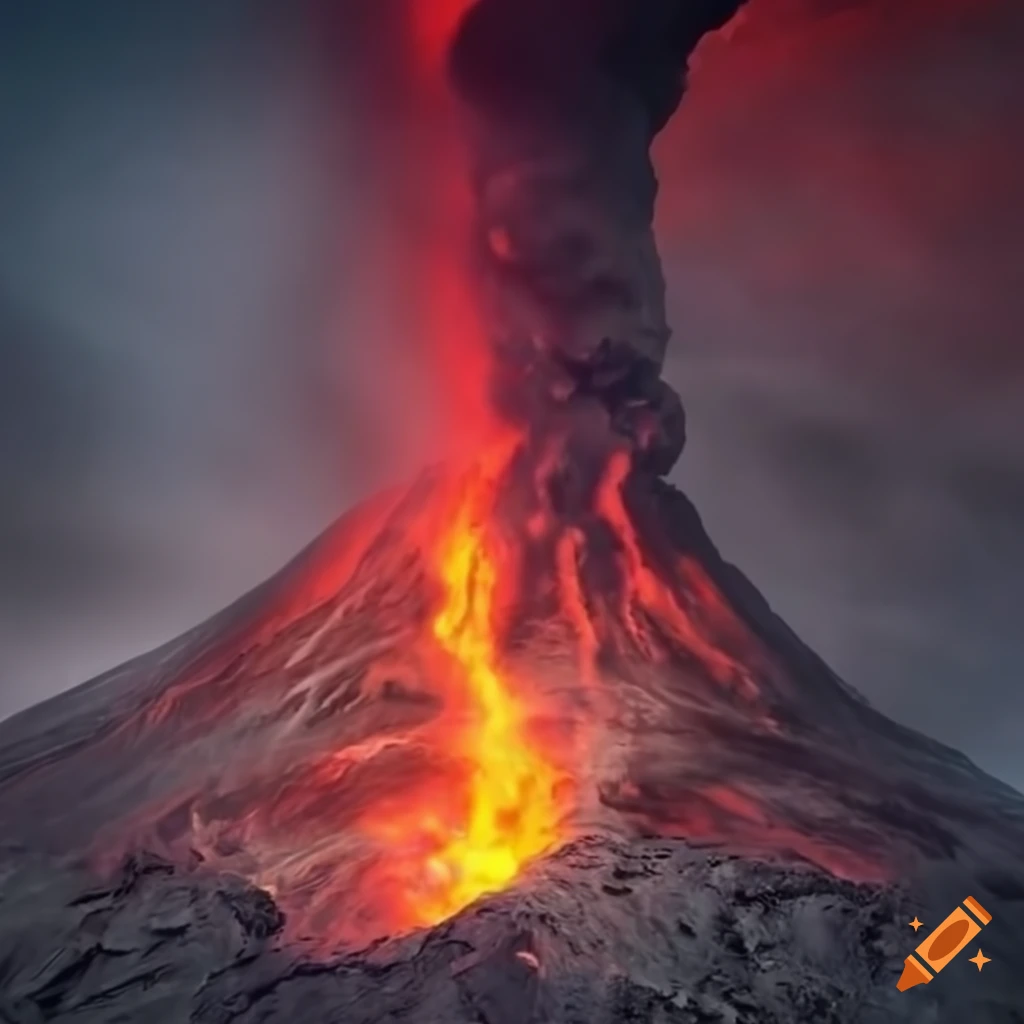 realistic depiction of an apocalyptic volcano