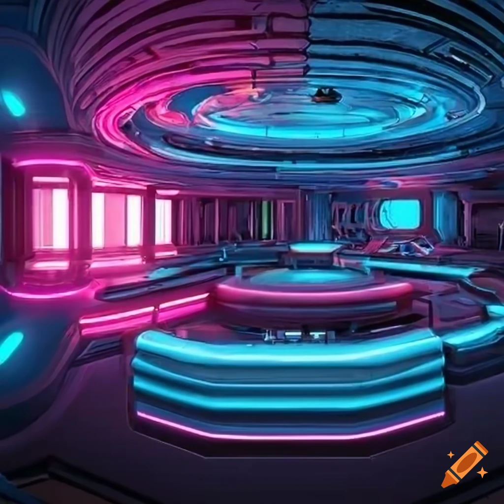 Futuristic sci-fi lounge on a spaceship on Craiyon