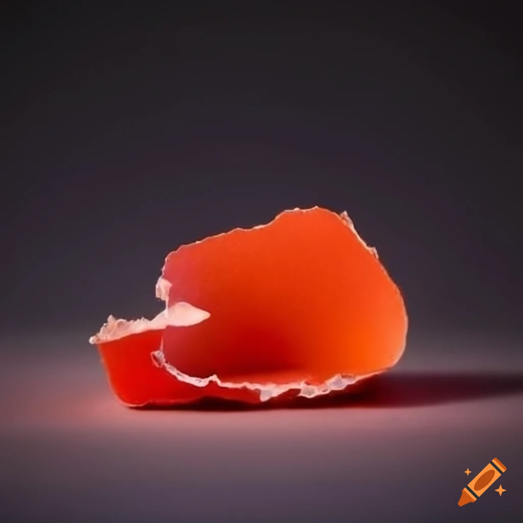 Bright red torn paper pieces arranged in a sharp shape on red ...
