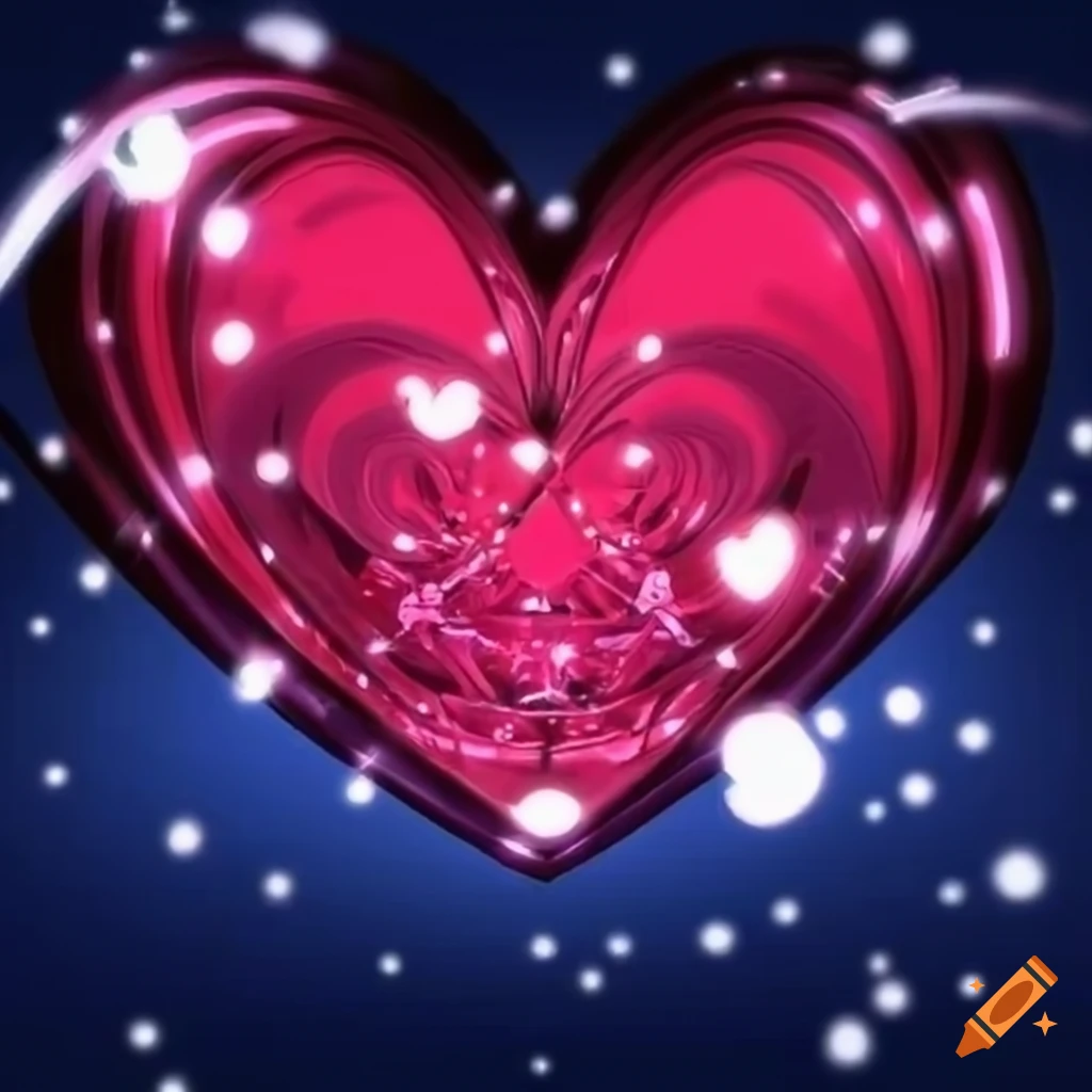 3D heart wallpaper with a shiny anime style