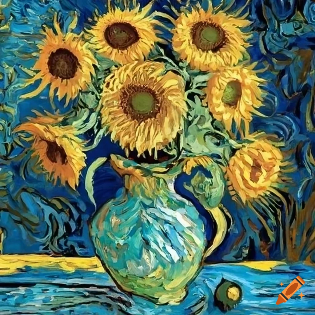 Van Gogh style sunflowers painting
