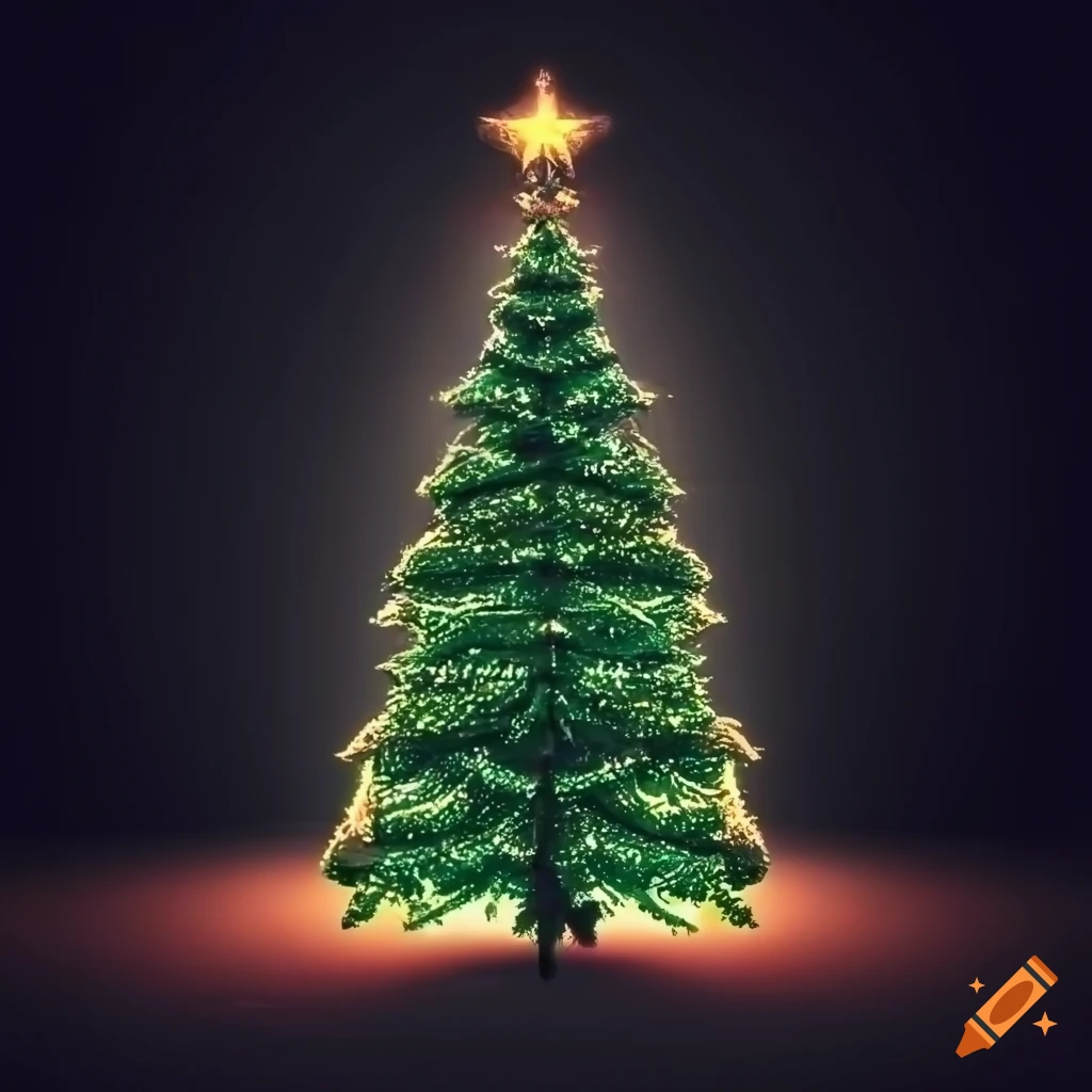 Christmas tree in a dark forest on Craiyon