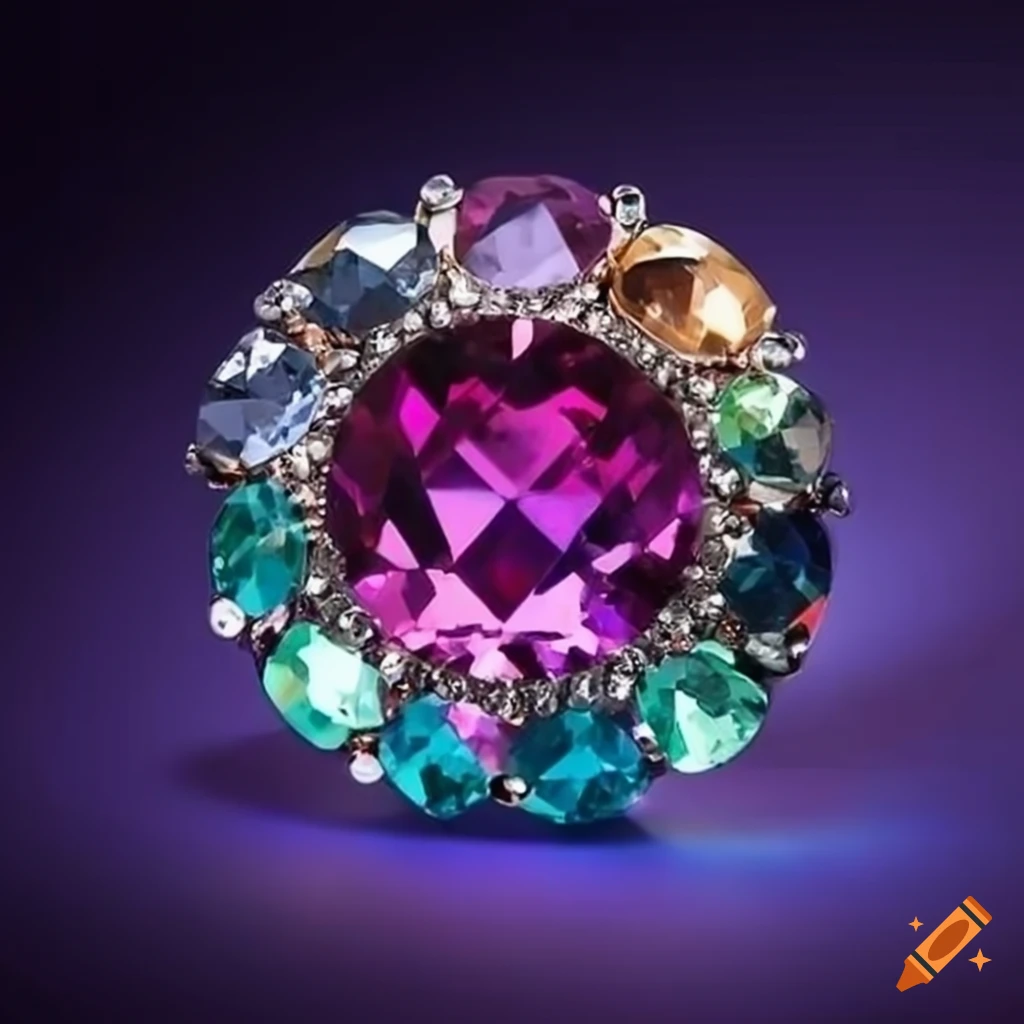 Sparkling Diamond Necklace With Colorful Gemstones On Craiyon