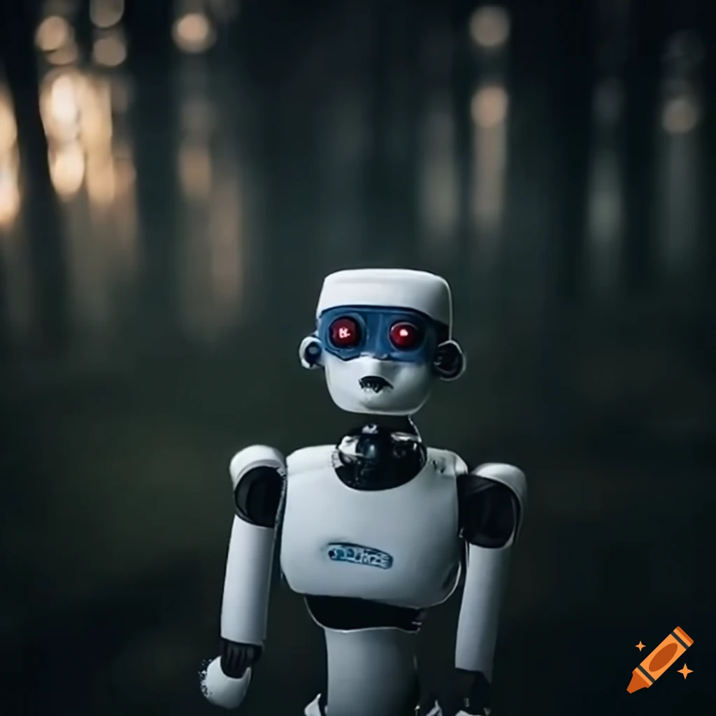 sad robot among people glued to their smartphones