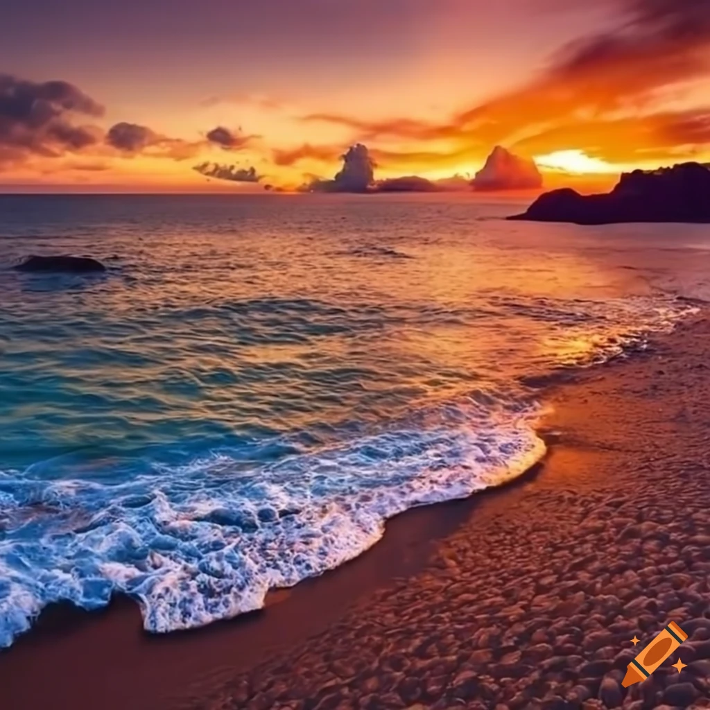praia com rochas ao amanhecer