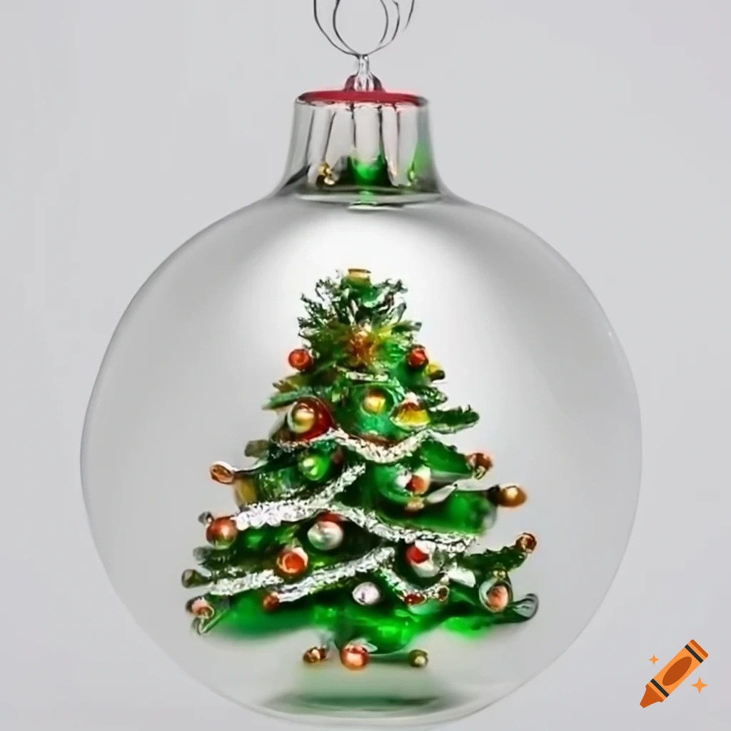 glass Christmas tree on white background