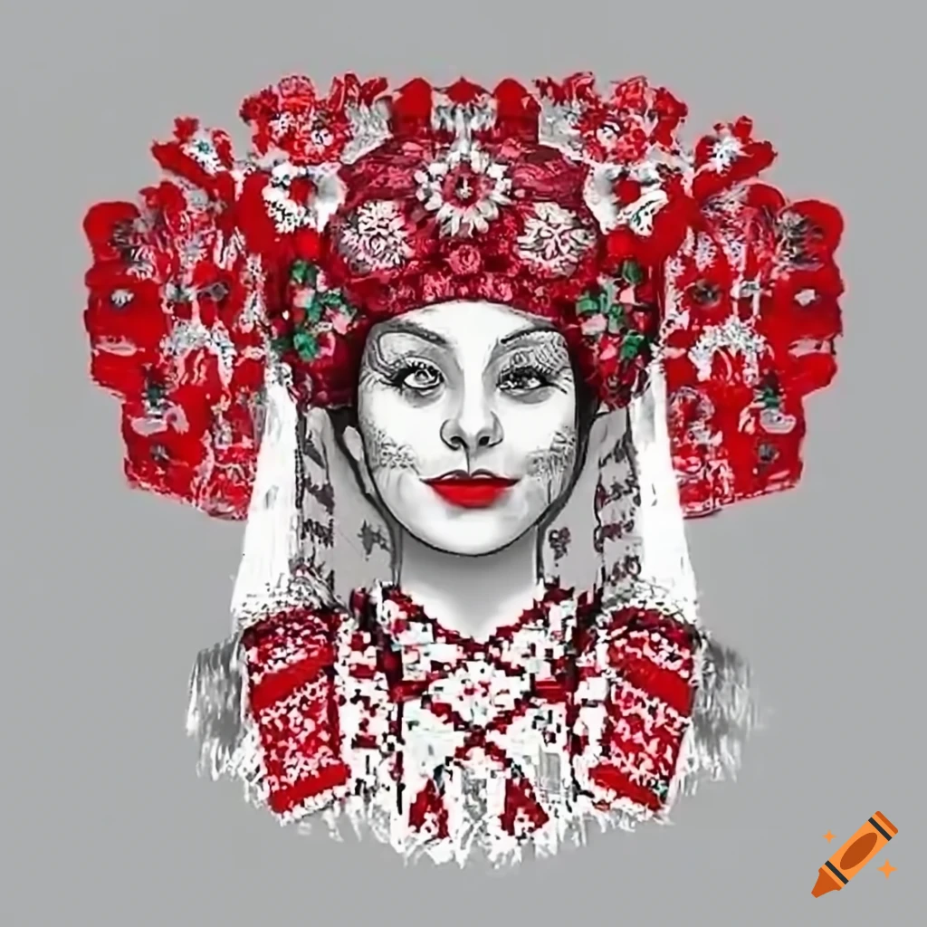 vibrant white and red Belarusian pilgrimage attire