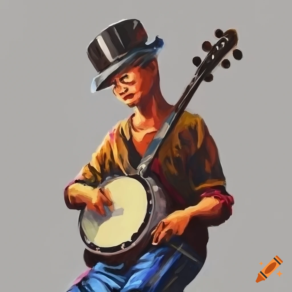 Impressionist painting of a banjo player on Craiyon
