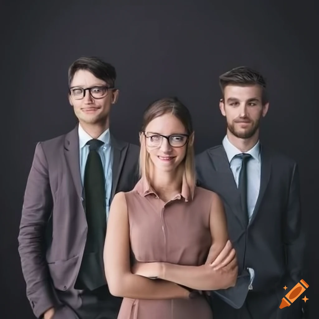 confident project manager with successful team