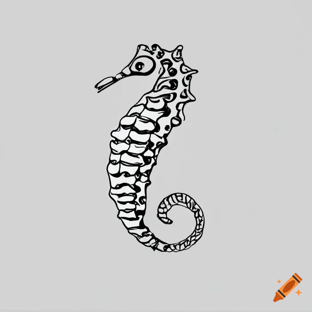 Stencil Tattoo Animal 037 Seahorse