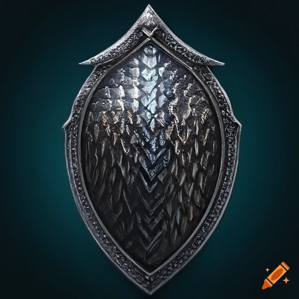 Artifact with black dragon scales and shield magic on Craiyon