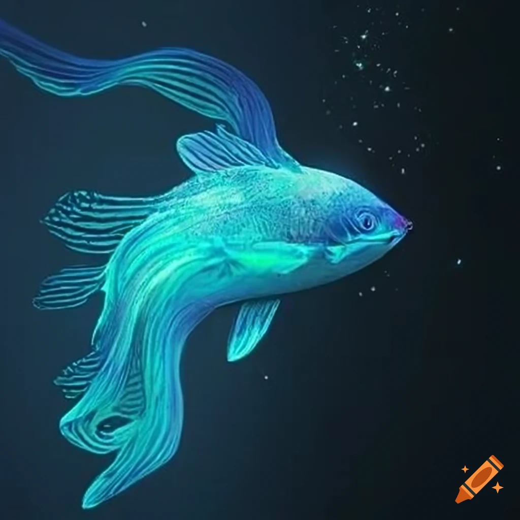 Bioluminescent fish in an enchanted underwater scene