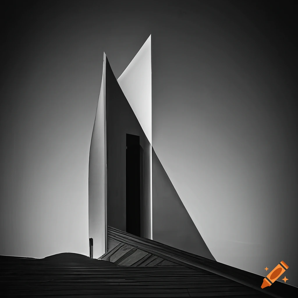 Black and white modern architecture artwork on Craiyon