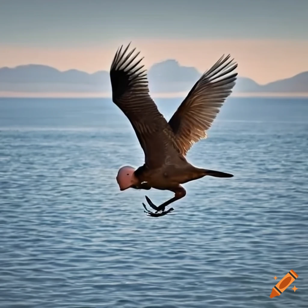 American bald smeagol flying over a lake