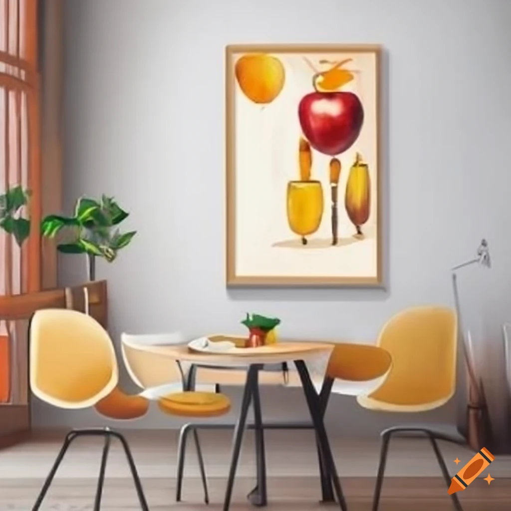 Modern restaurant with an apple for breakfast