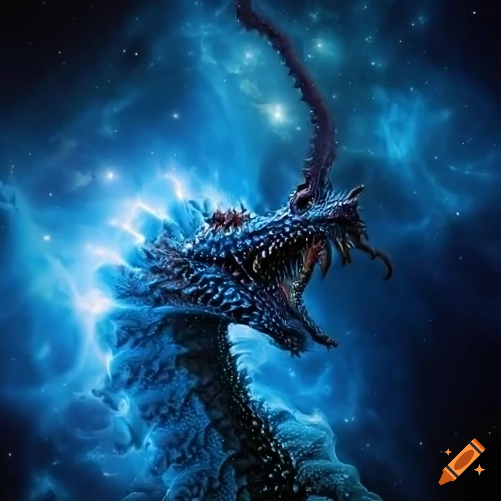 fractal dragon in a beautiful space nebula